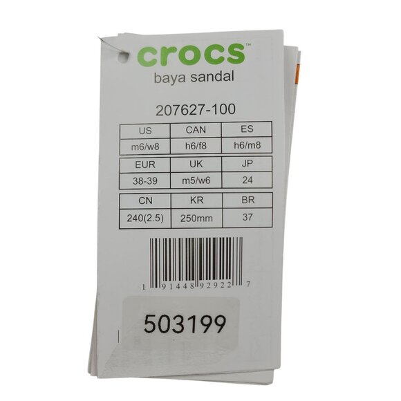 Crocs Baya Sandal White Slip-On Slides Lightweight & Comfortable Womens 8 Mens 6 - Picture 3 of 9